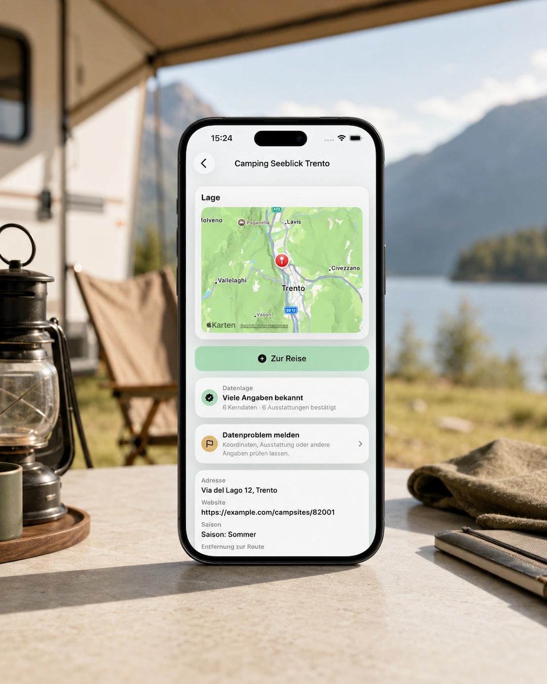 Caravanios Campingplatz-Detail mit Lage, bekannten Angaben und Entscheidung zur Reise.